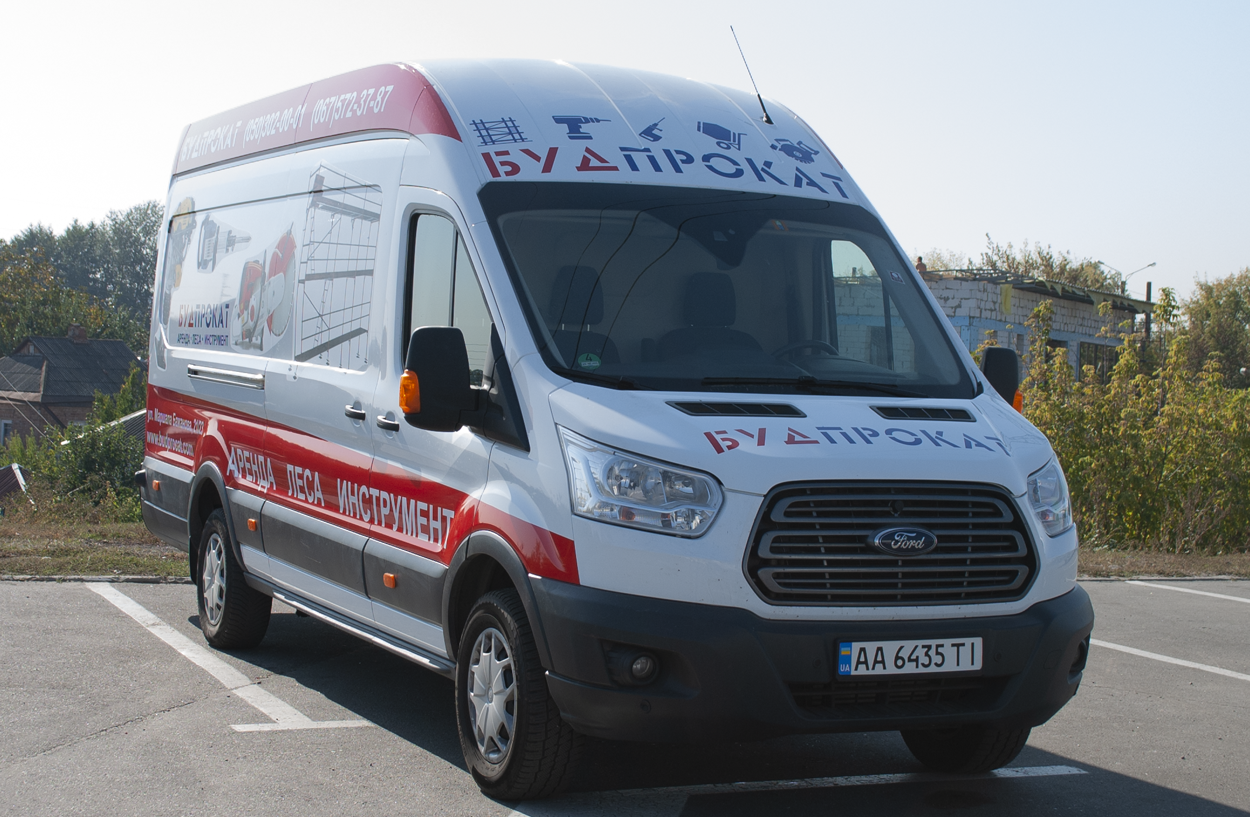 Оклейка рекламой Ford Transit для Будпрокат